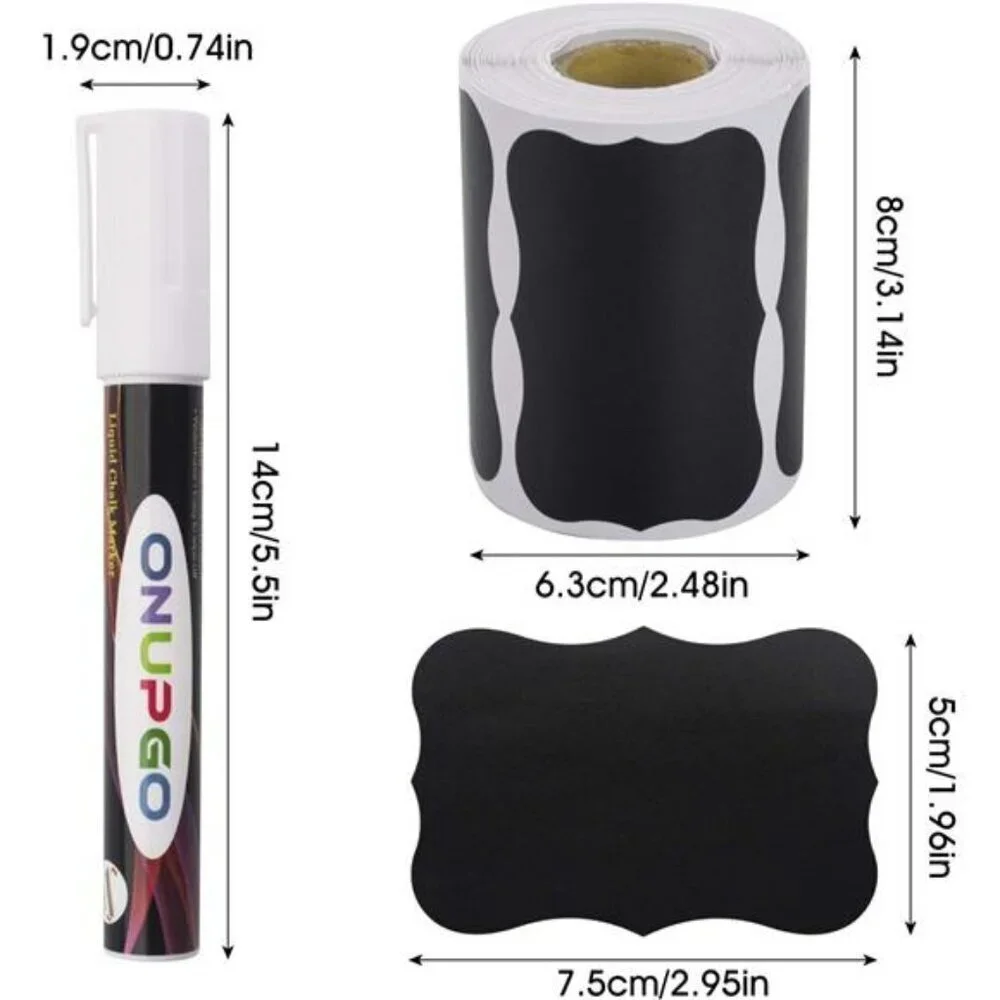 Chalkboard Labels 180pcs with Chalk Marker Waterproof Reusable Jar Stickers